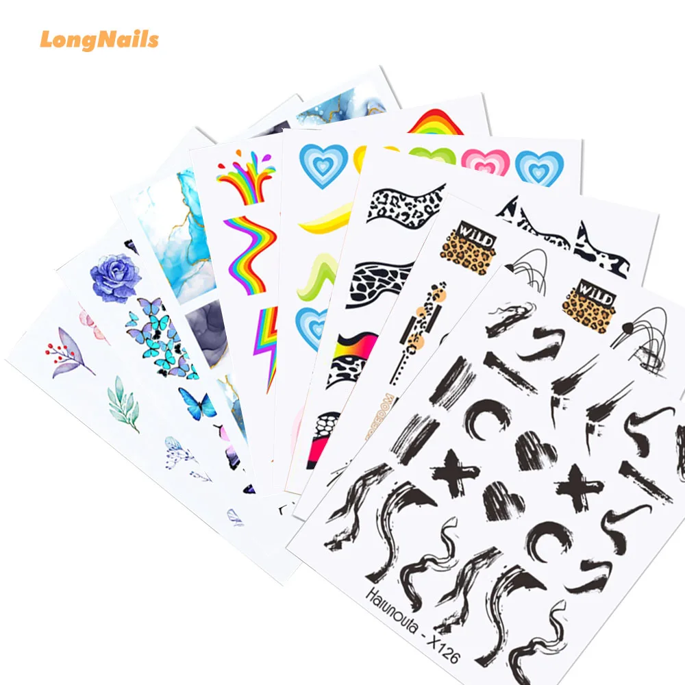 

Harunouta-X Water Nail Decal Blossoming Smoke French Rainbow Lines Transfer Stickers Ultra-Thin Butterfly DIY WET STICKERS 5*6cm