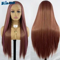 BlueBird Long Pink Mixed Silky Straight Wigs For Women Futura Hair 13x4 Pre Plucked Glueless Synthetic Half Hand Tied Wig