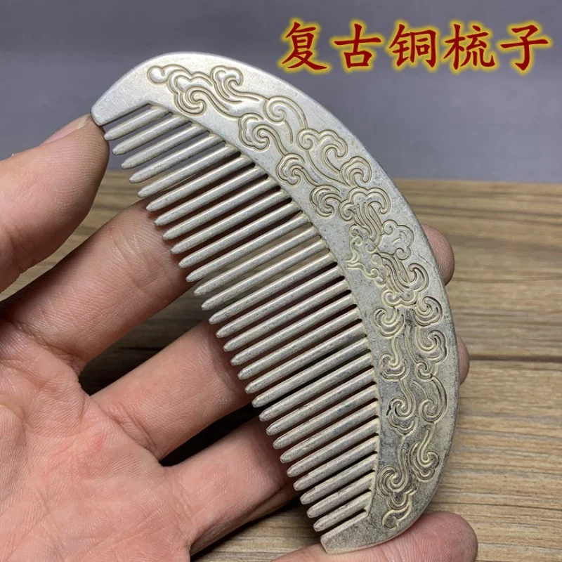 

Antique Miao Silver Comb Cooperized Silver Carving Peony Comb Appliance Copper Ornaments Pocket Comb Antique Silver Plating Devi