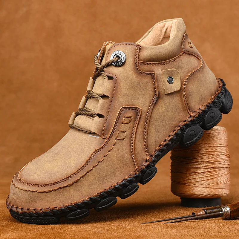 Мужские кожаные ботинки в римском стиле мягкие классические мотоботы модная