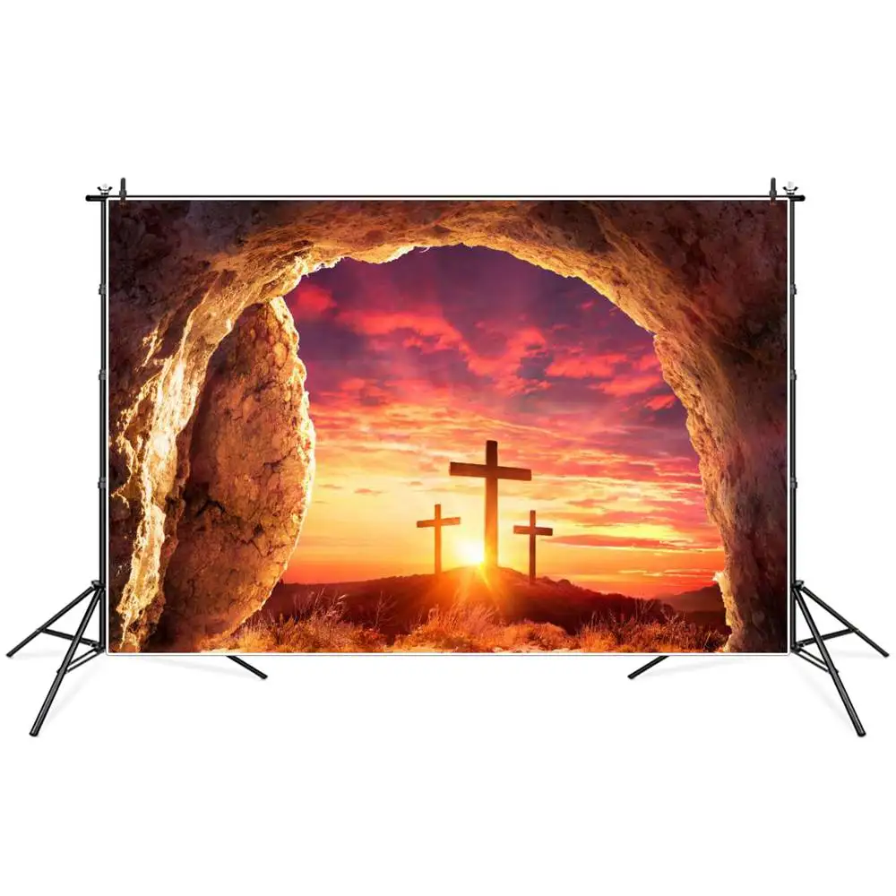 

Photography Backdrops Christophany Cross Cave Scene Custom Baby Easter Home Party Decoration Photocall Photo Booth Backgrounds