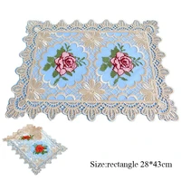 hot lace rose embroidery table place mat christmas new year pad tea placemat cup dish coaster wedding doily kitchen accessories