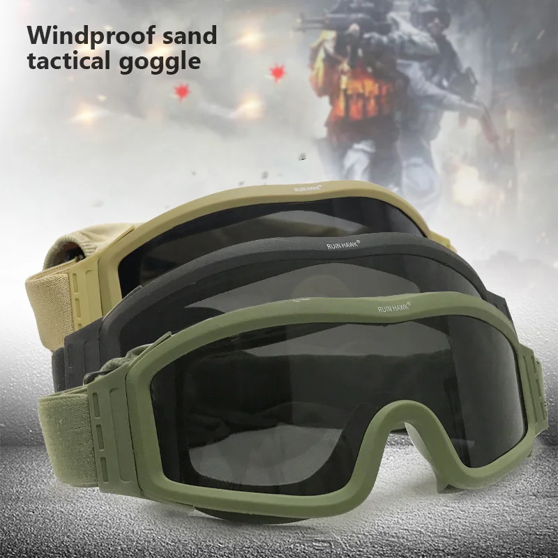 

Black Tan Green Tactical Goggles Military Shooting Sunglasses 3 Lens Army Airsoft Paintball Motorcycle Windproof Wargame Glasses