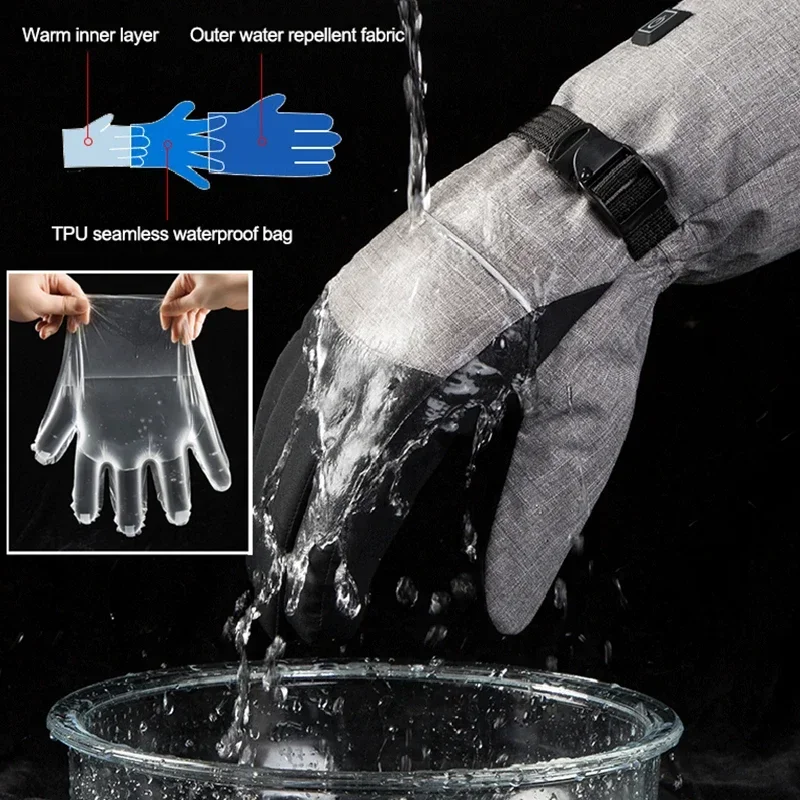 Зимние женские водонепроницаемые лыжные перчатки Gants Chauffant мотоциклетные
