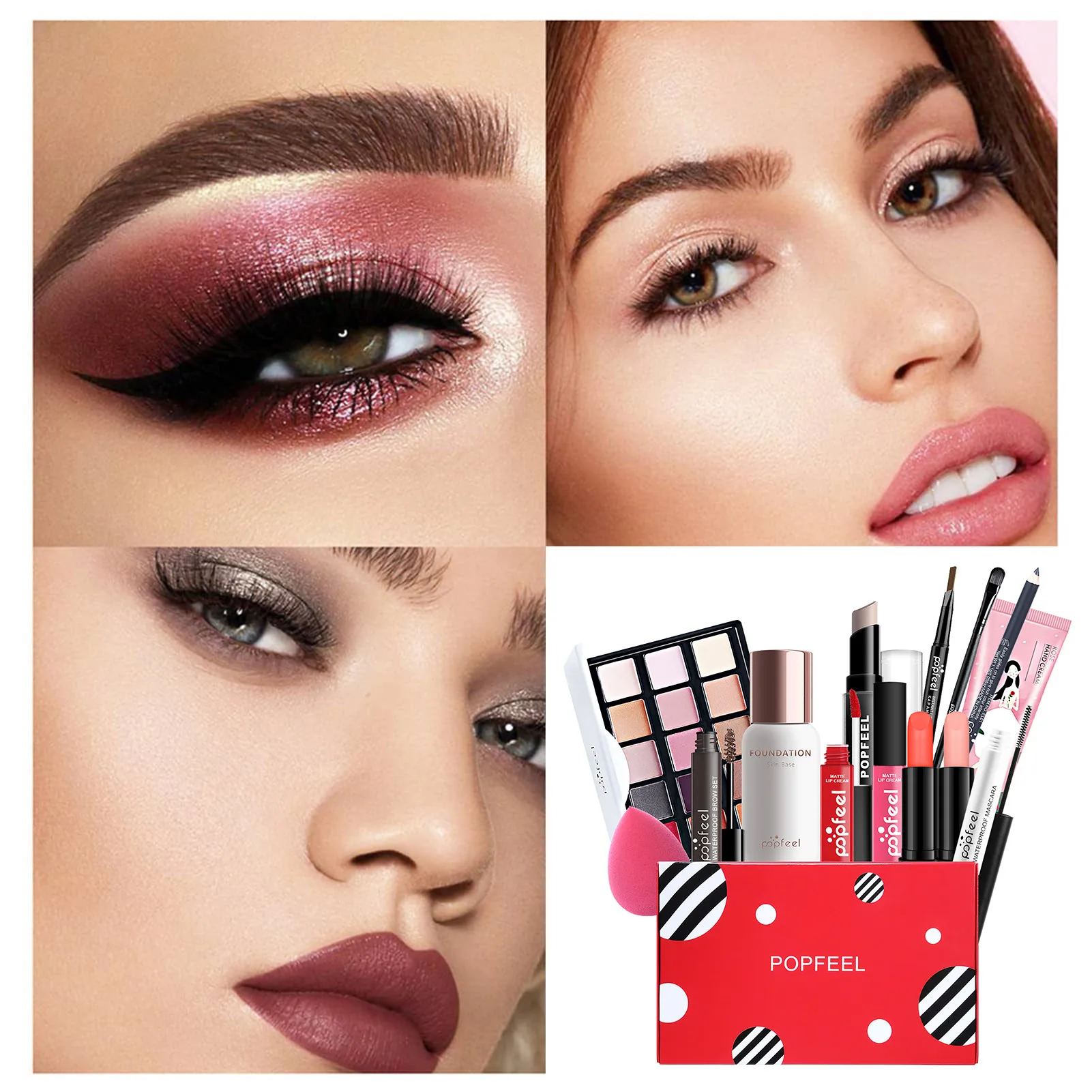 

Все в одном, набор для макияжа, палитра теней для век, помада для губ, помада, тени для век, карандаш для бровей, консилер, палитра для глаз, пуд...