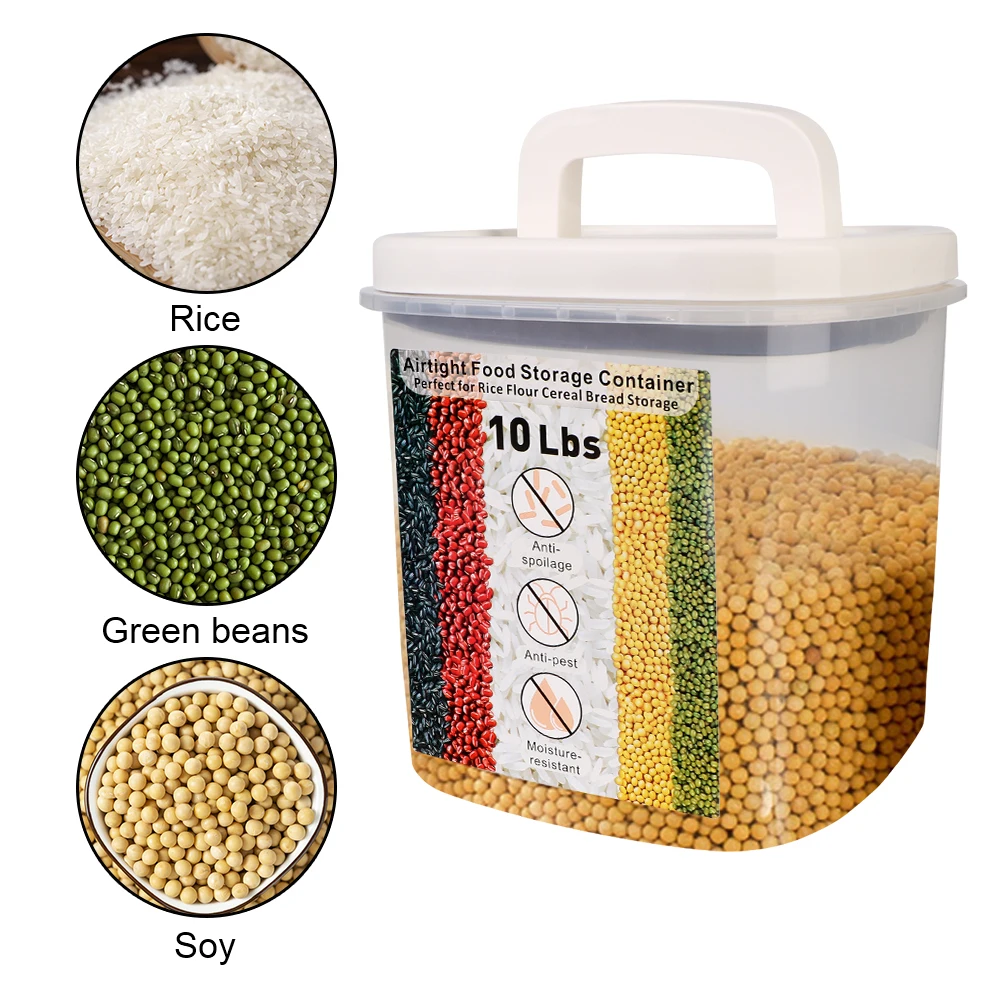 

Kitchen Food Storage Box Sealed Jar Insect-Proof Moisture-Proof Cereals Bucket Pet Dog Food Store Box Rice Bucket 5KG