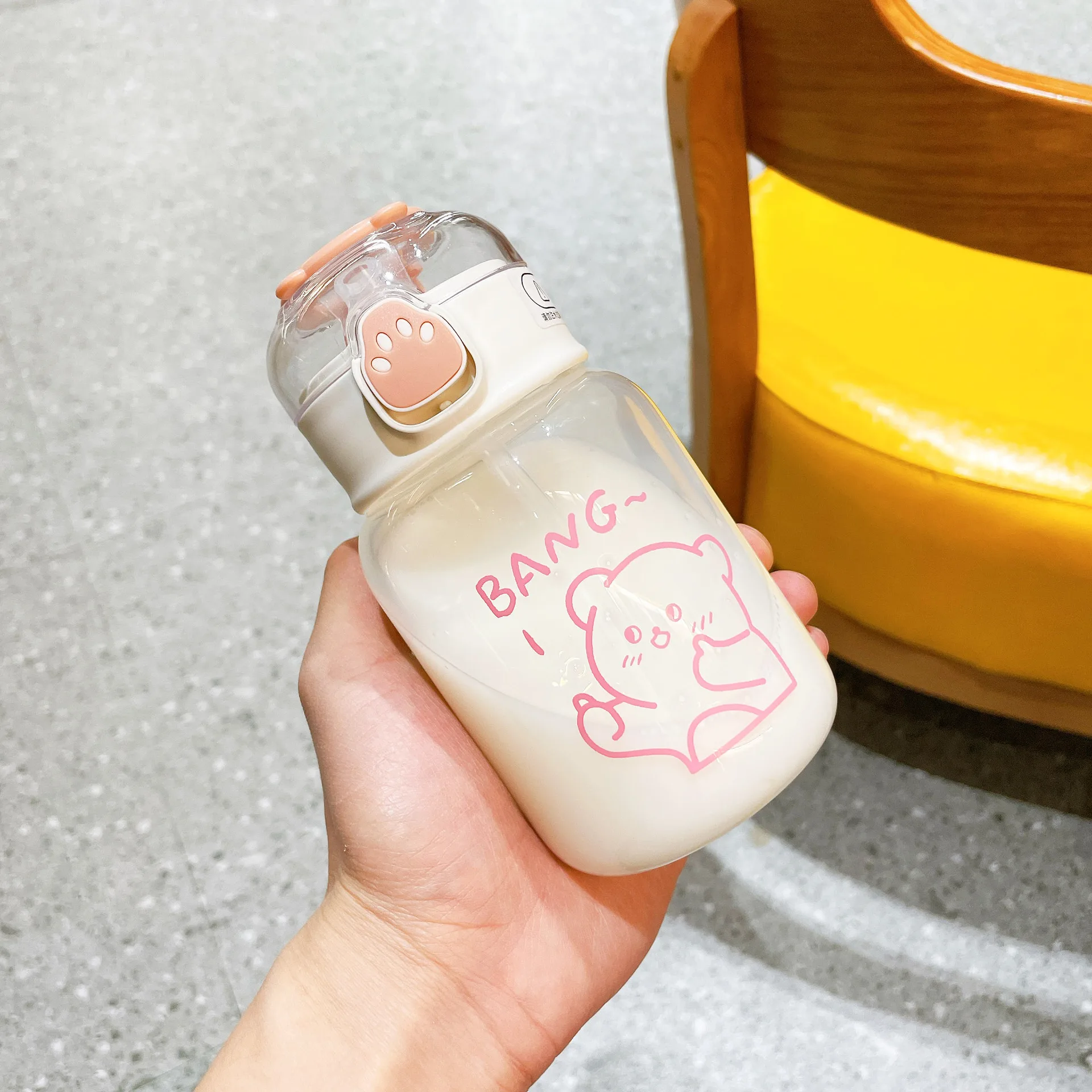 Свежая стеклянная Милая мультяшная простая печать Ins соломенная чашка