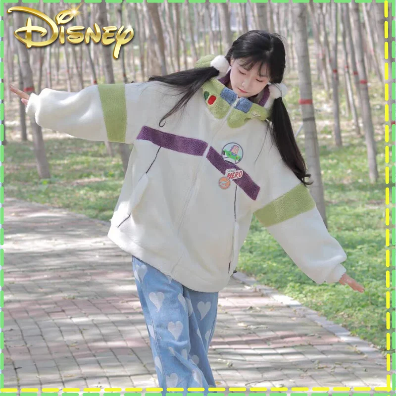 

Kawaii Winter Buzz Lightyear Coat Cartoon Disney Toy Story Girl Plush Top Student Sweater Casual Jacket Clothing Christmas Gift