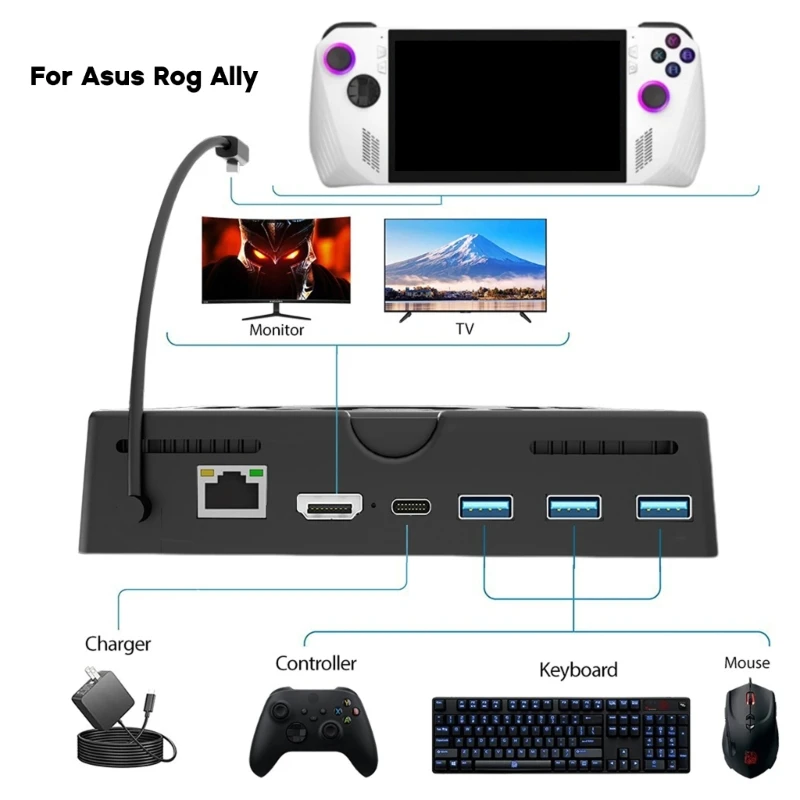 

Adjustable Cooling Hub Adapter 6 in 1/4 in 1 Versatile Dock Station for RogAlly Drop shipping