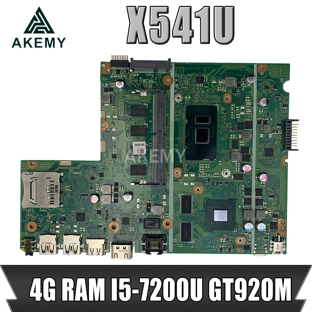 

Материнская плата Akemy X541UJ X541UVK для ноутбука Asus X541UJ X541UV X541U X541, протестированная оригинальная материнская плата 4G ОЗУ, аналогичная GT920M