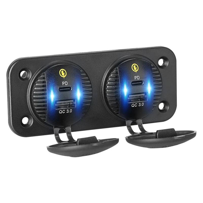 

Car Two Port USB Charger Adapter Mobile Phone QC USB To 12V Plug Type-C 3.0 Car Boat Panel Charger Socket Waterproof