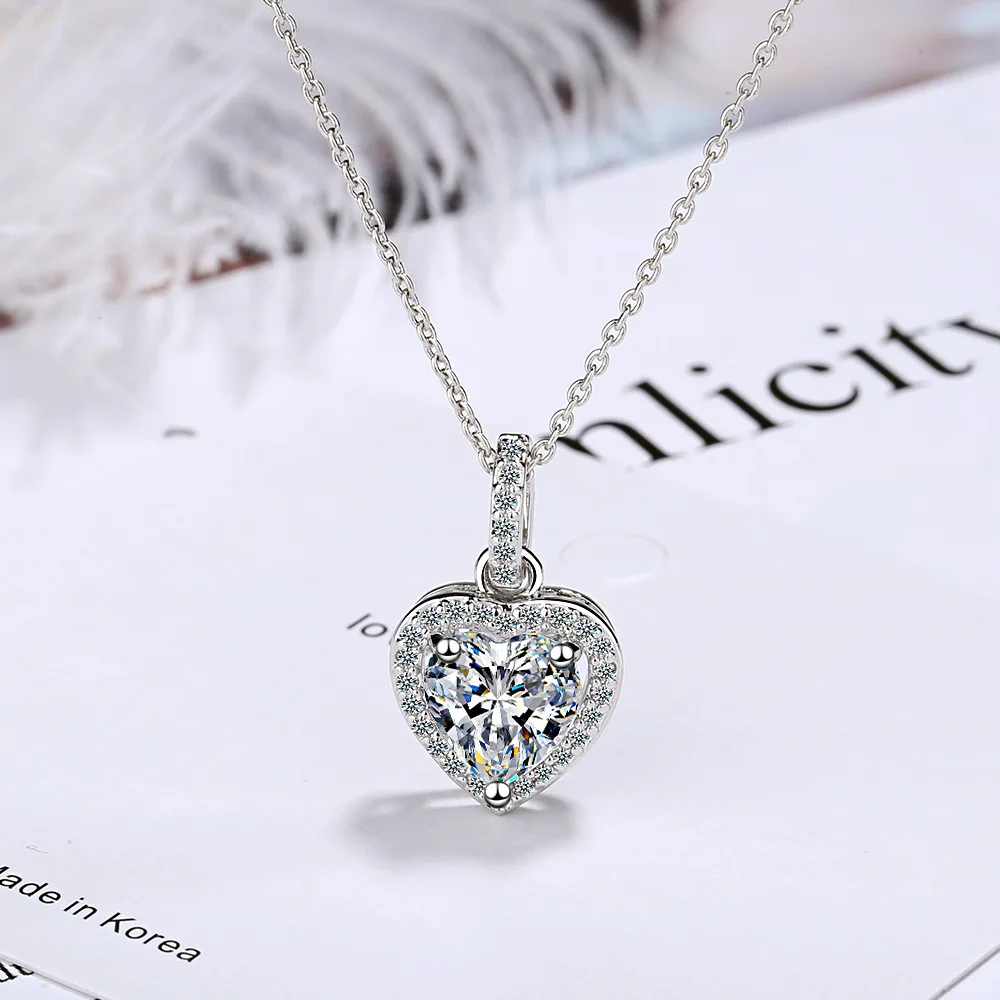 

Zircon Necklace Women's Heart-Shaped Full Rhinestone Short Clavicle Chain Simple Temperament Net Red Ins Love Pendant Women
