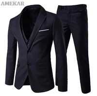 blazerpantsvest mens 2 buttons slim fit solid jacket smart wedding formal suit 3 piece sets for man prom dress tuxedo