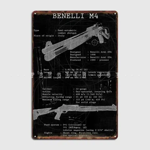 Benelli M4 металлический плакат на стену, паб, паб, гараж, печать, украшение гаража, жестяной плакат