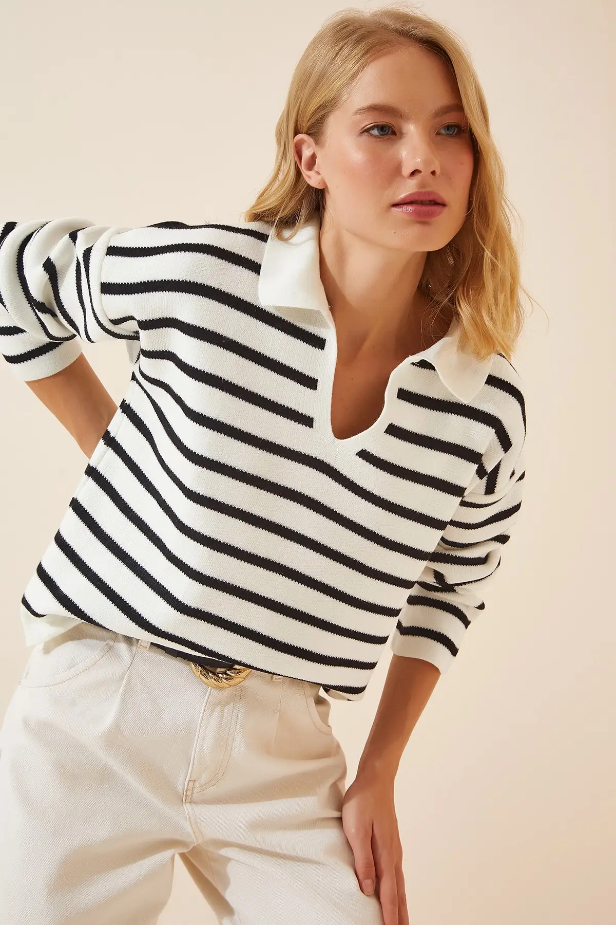 

Women's Polo Collar Knitwear Sweater US00293