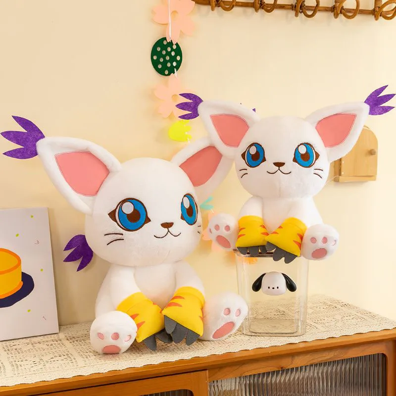 Фото Милая плюшевая игрушка Digimon Tailmon, мягкая мультяшная кукла-животное, аниме-плюшевая подушка, украшение для дома, идеальный подарок для фанатов и девочек №3