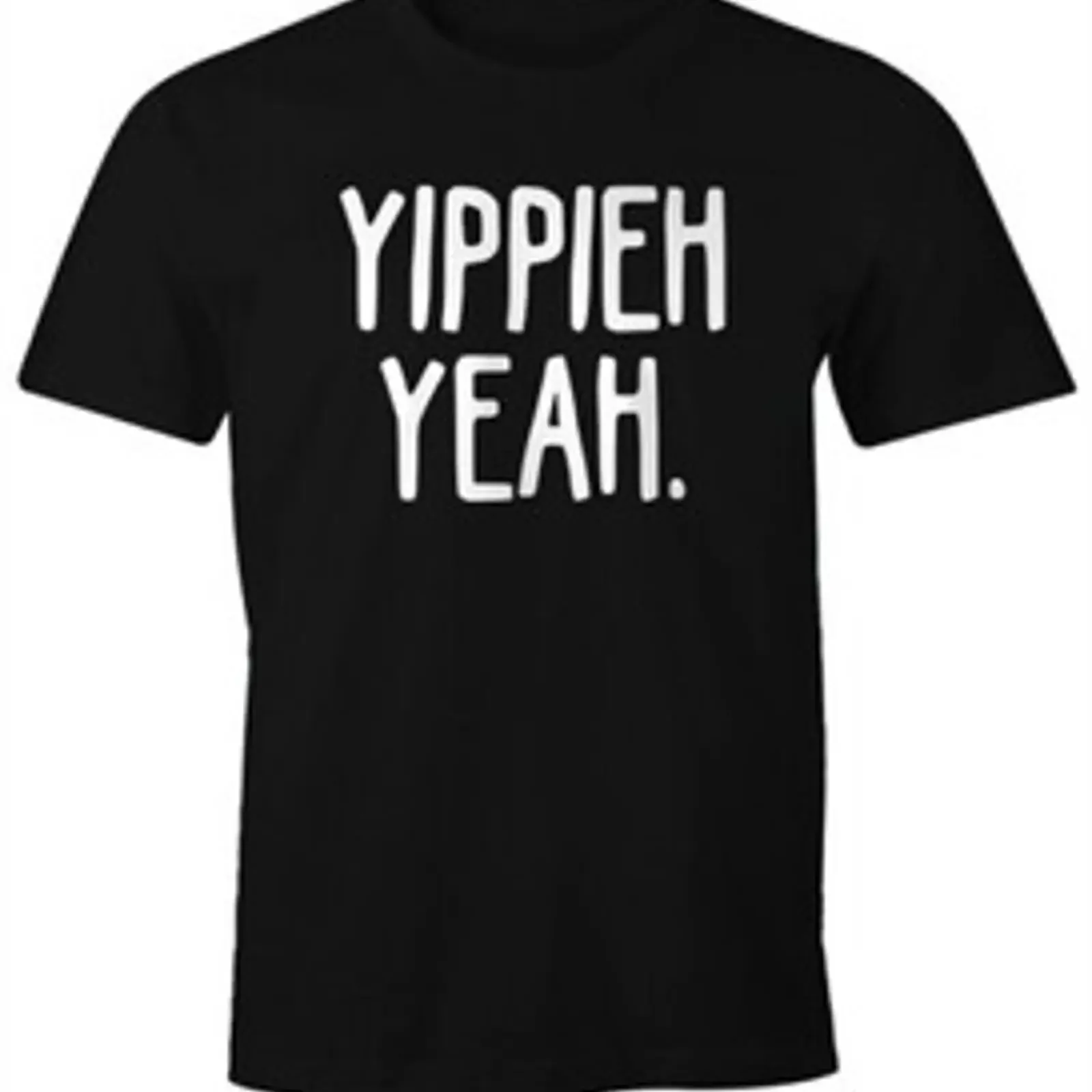 Фото Мужская футболка с надписью Yippieh Yeah Fun Moonworks, винтажная, с эффектом потертости, стрейч, уличный стиль, стильная, дышащая, унисекс, универсальная. №1