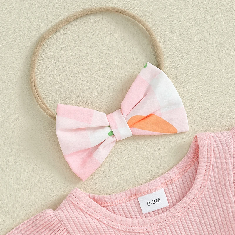 Детское платье-комбинезон в рубчик без рукавов с коротким рукавом и оборками