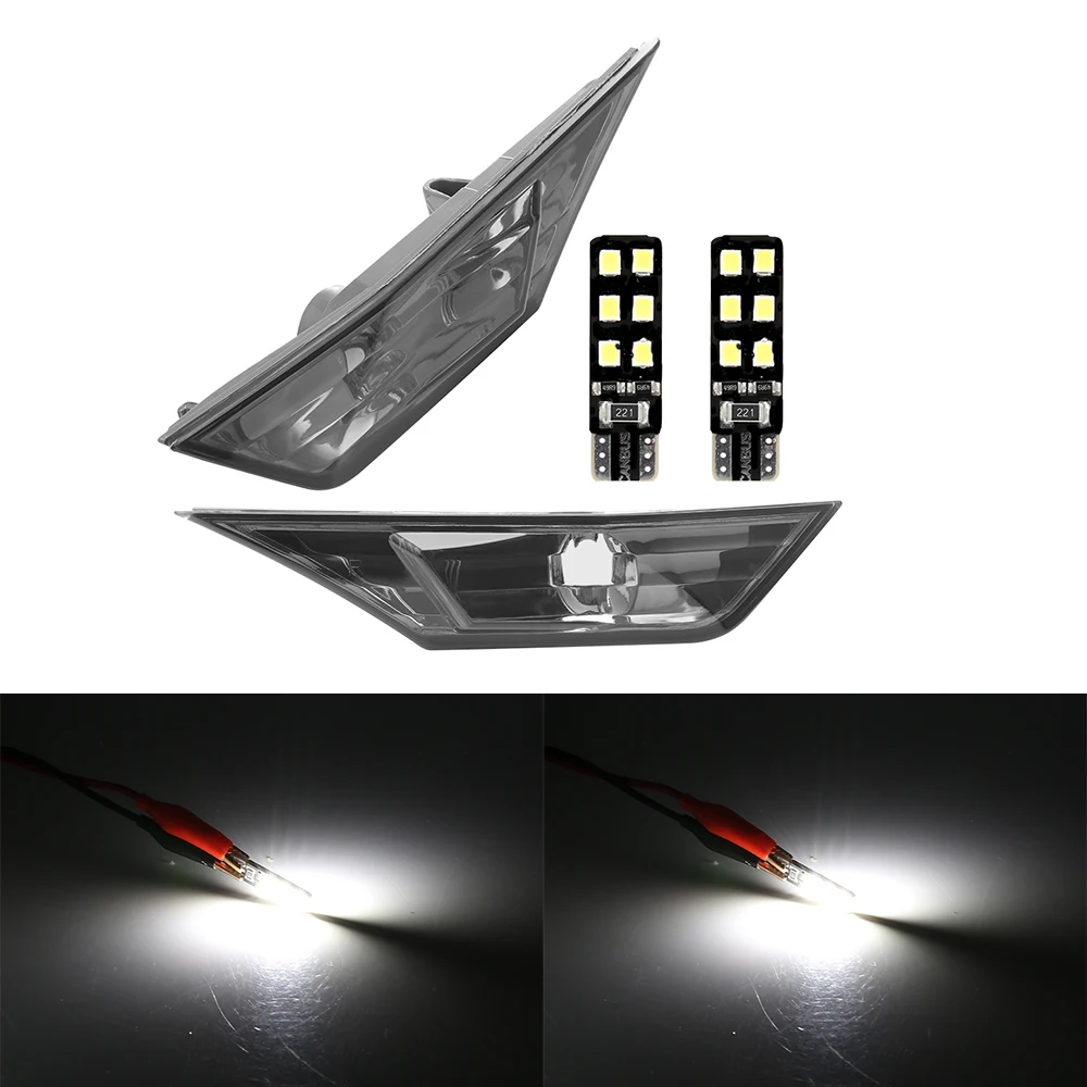 

2Pc Smoked Lens LED Side Marker Car Lights For Honda Civic 2016-2018 Auto Reflector Turn Signal Lights With 2pcs T10 LED Bulbs