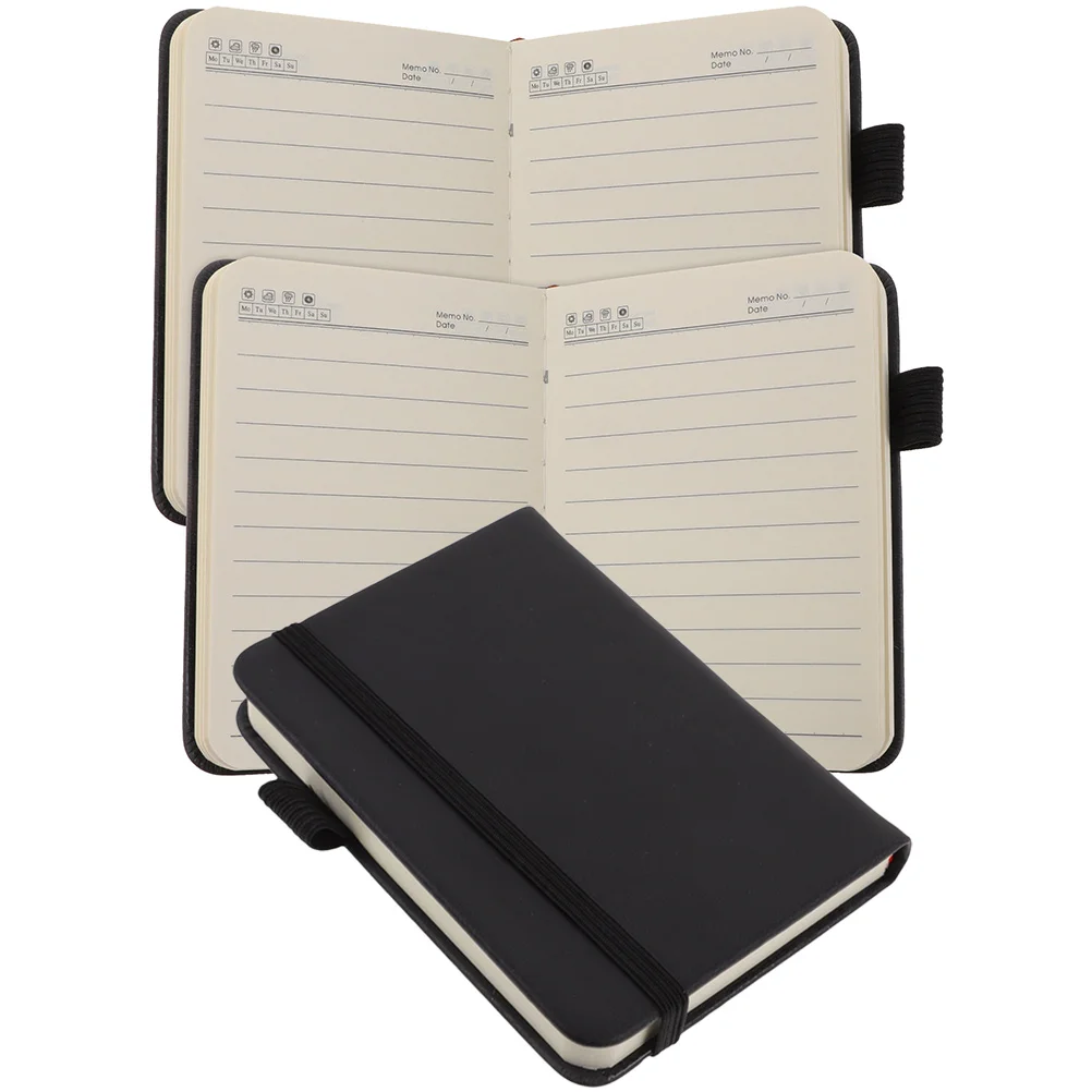 

3 Pcs Journal Notepads Business Conference Pocket Notebooks Bulk Writing School Schedule Planner Pu Miniature Office Size
