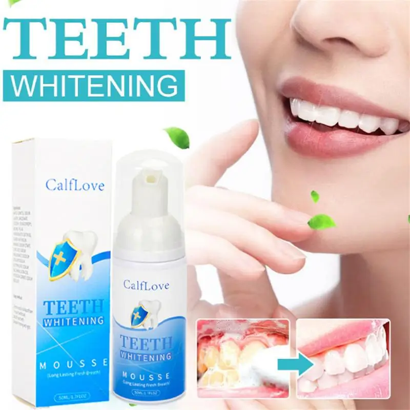 

Teeth Cleansing Whitening Mousse Removes Stains Teeth Bright Whiten Fresh Breath Oral Hygiene Mousse Toothpaste Staining 60ml
