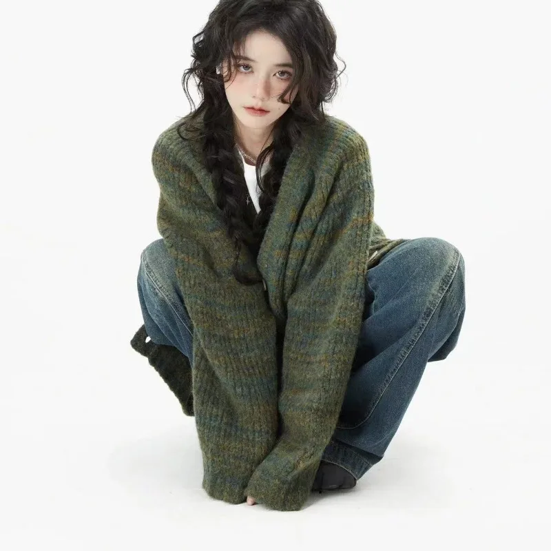 Винтажный кардиган в стиле Харадзюку Y2k