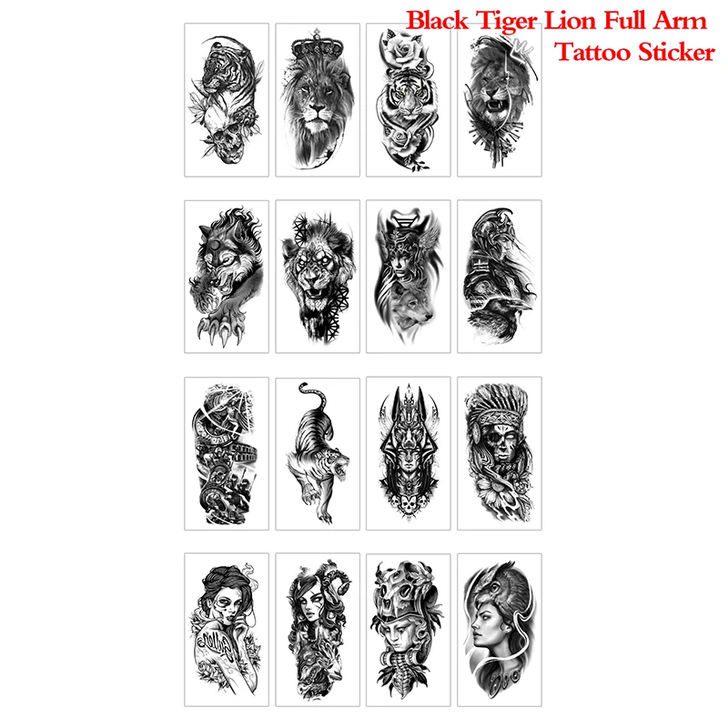 

Temporary Tattoo Beauty Snake Waterproof Sticker Black Tiger Lion Tattoo Sticker Sexy Fake Tattoo 3D Forearm Temporary Tattoos