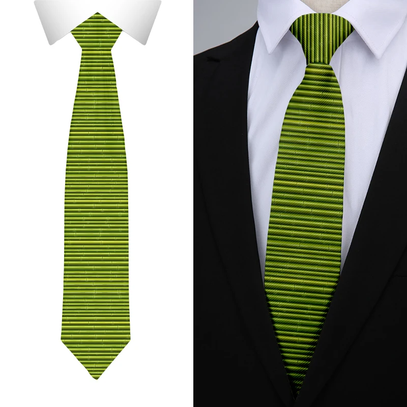 

Fashion Men Tie 8cm Slim Fit Novelty Bamboo Pattern Polyester Tie For Party Wedding Funny Stylish Harajuku Suit Men Tie