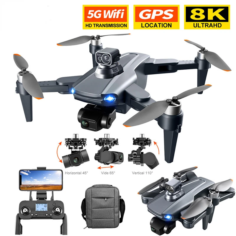 

Hot Sales Drone 8K HD Dual Camera Profesional GPS Drones With 3 Axis Brushless RC Helicopter 5G WiFi Fpv Drones Quadcopter Toy