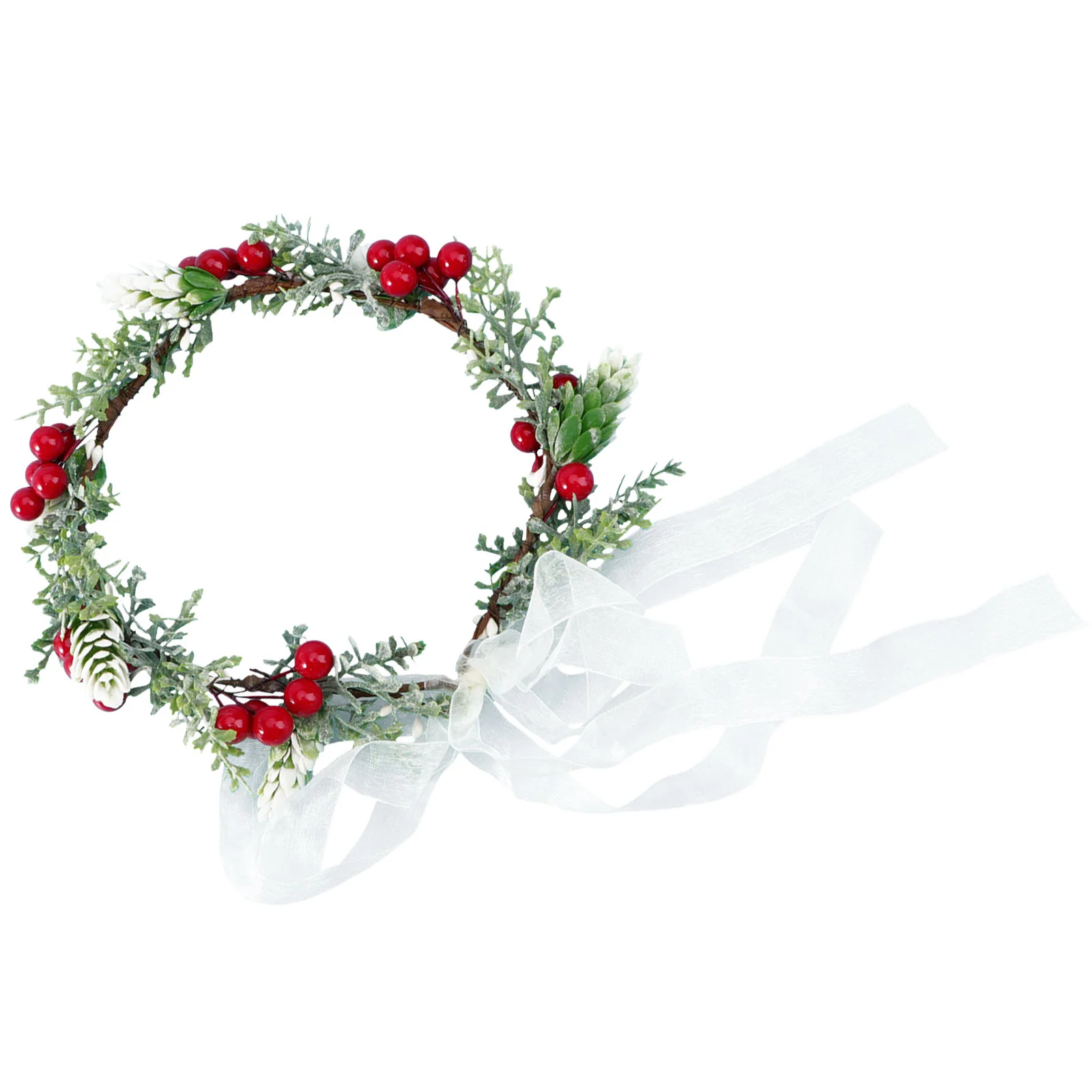

Headband Flower Garland Wreath Christmas Berry Headdress Floral Weddingwomen Hair Veil Forbridal Artificial Red Party Hoop