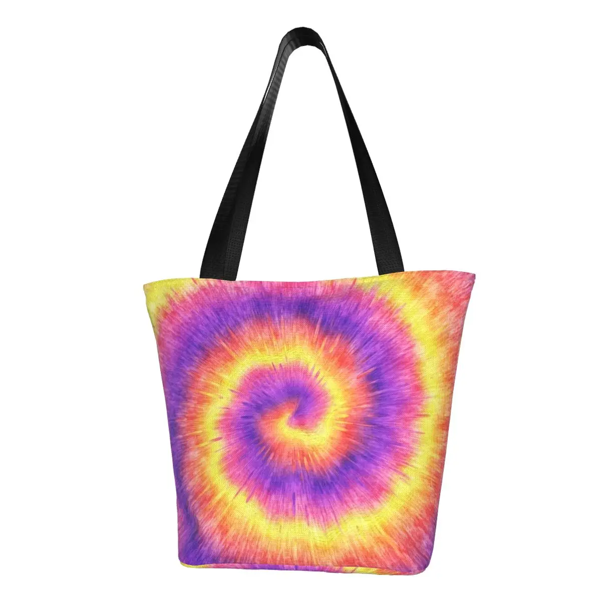 

Tie Dye Swirl Shopper Bag Retro Pink Lilac Yellow Print Shoulder Bag Women Leisure Tote Bag Cloth Travel Student Handbags