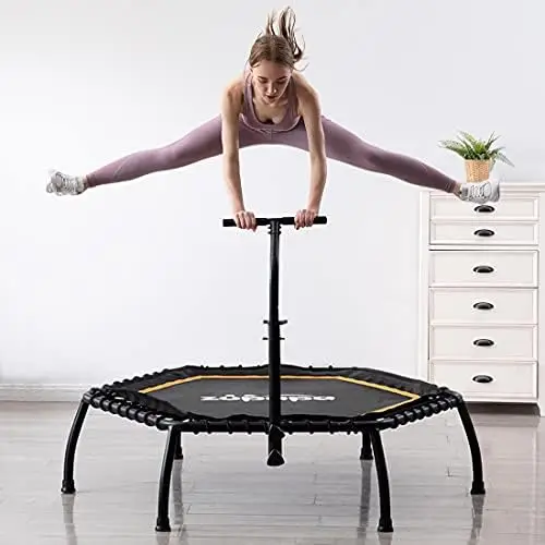 

Mini Fitness Trampoline\u2013 Indoor Rebounder for Adults \u2013 Best Urban Cardio Jump Fitness Workout Trainer \u2013 Max 330