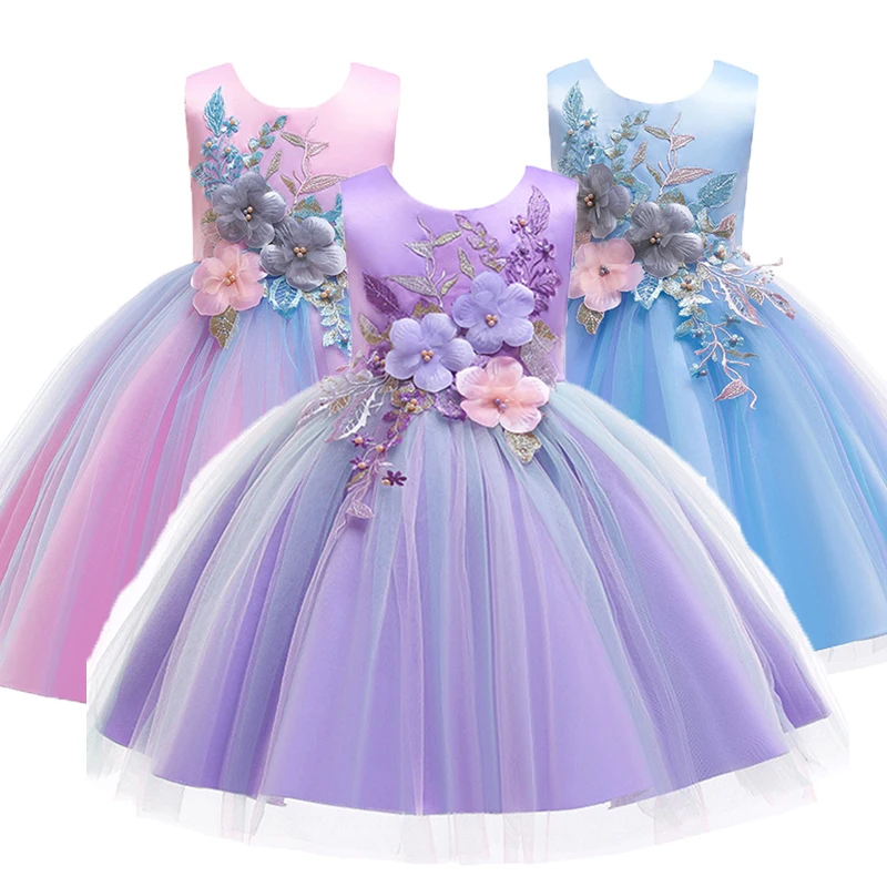 

Princess Girls Flower Party Dress Baby Kids Elegant Wedding Tutu Ball Gown Dresses Christmas Vestidos Costume Children Clothing