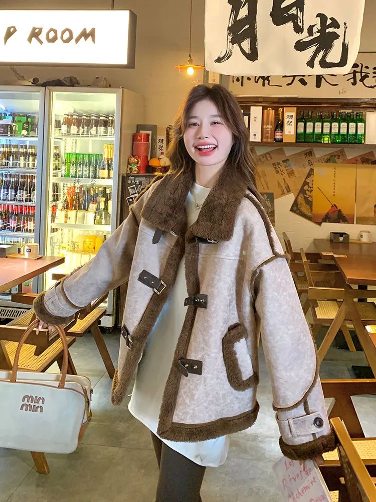 Maillard Лоскутная меховая верхняя одежда из овечьей шерсти новинка 2024 женская