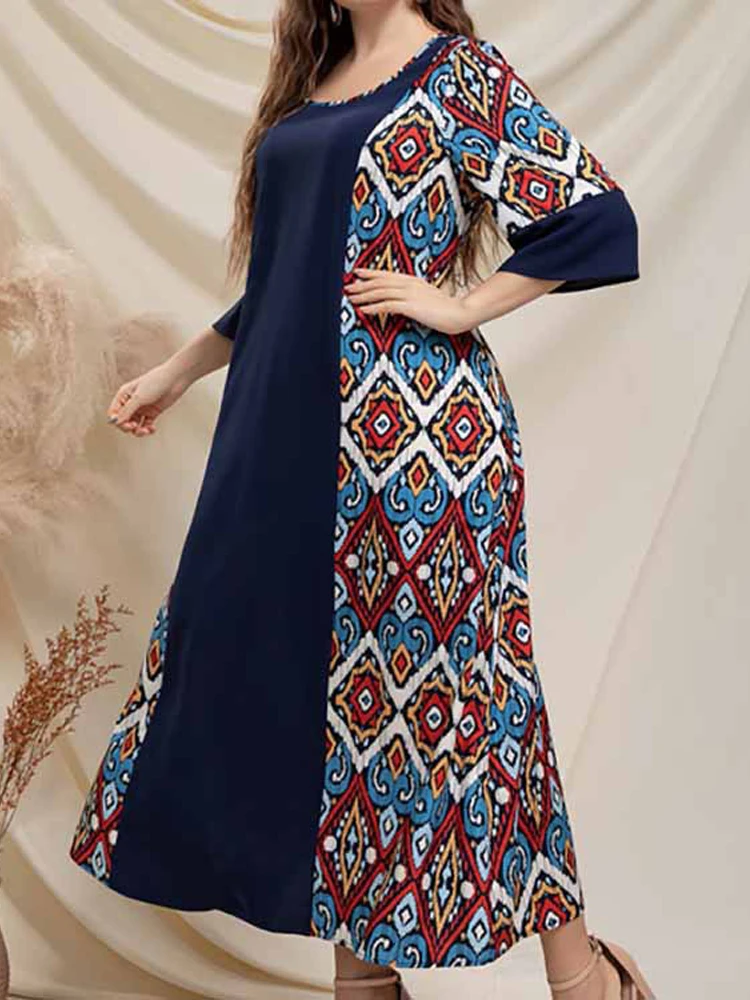 Женская одежда 2022 летнее женское платье с рукавом три четверти винтажное принтом