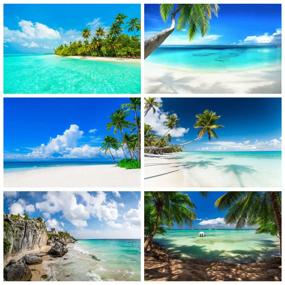 Tropical Sea Beach Photography Backdrop Summer Holiday Aquarium Decoration Custom Home Party Studio Photo Booth Background Props