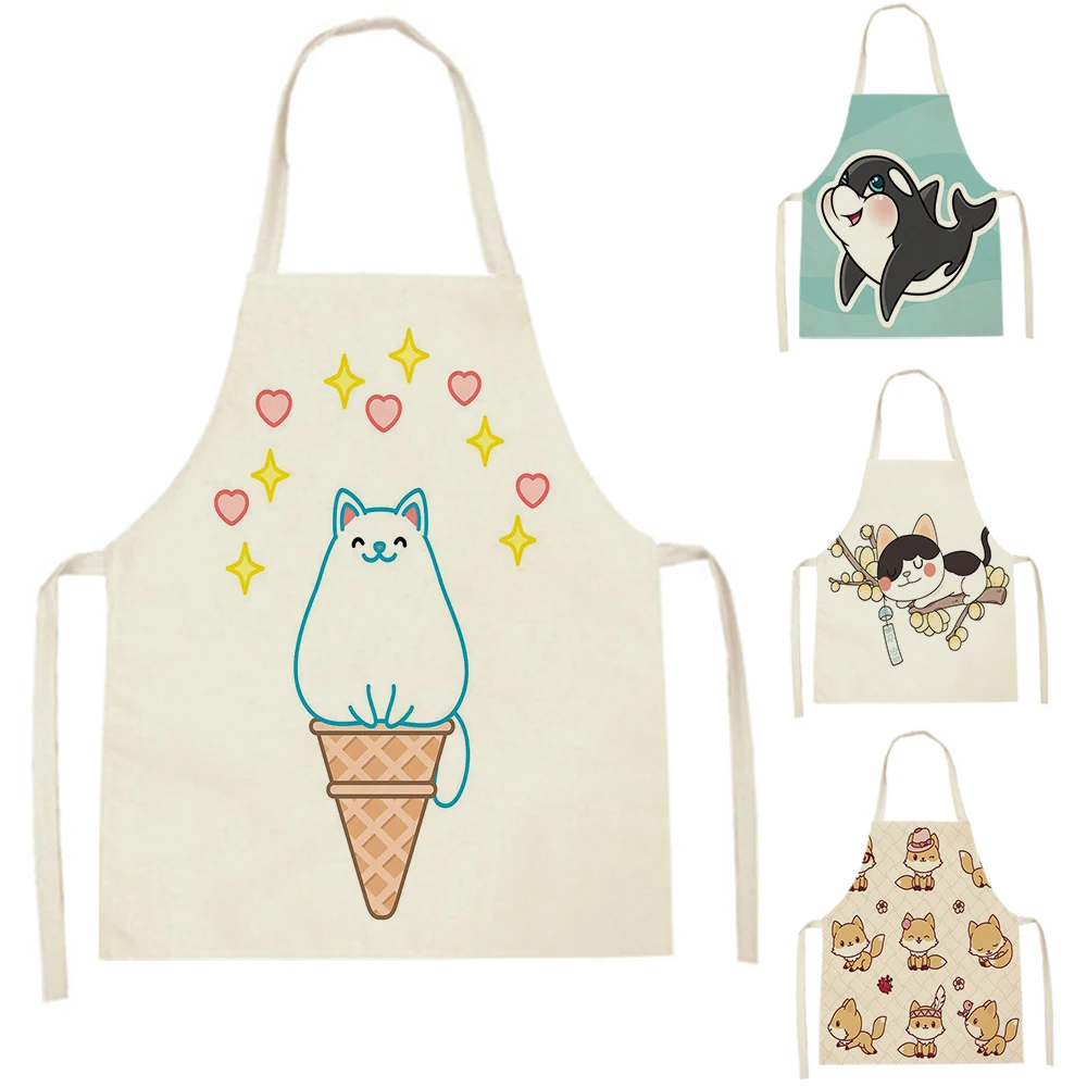 

Фартук шеф-повара из полиэстера и льна с мультяшными животными