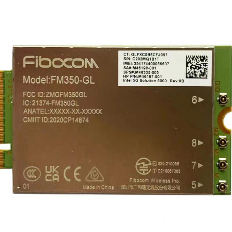 FM350-GL 5G NR Sub6 M.2 Module For HP X360 830 840 850 G7 Laptop 5G LTE WCDMA 4x4 MIMO GNSS Module enlarge
