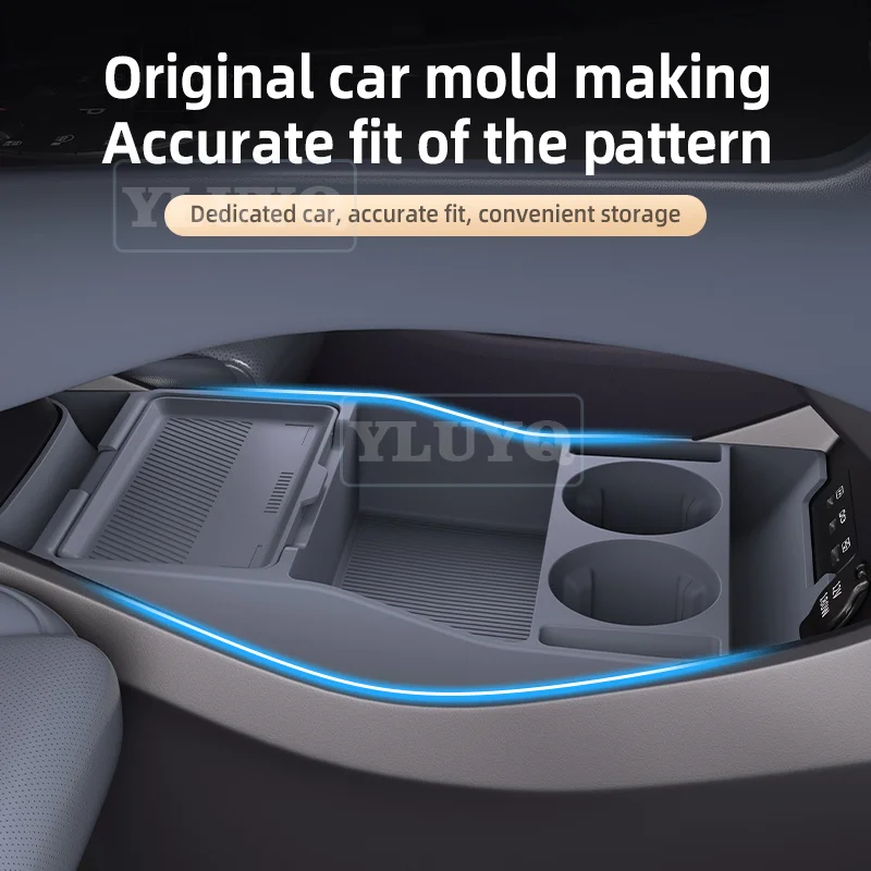 Фото Для BYD Seal 06 GT: нижний отсек центральной консоли, двухслойный автомобильный органайзер, специальный силиконовый аксессуар для салона. №2