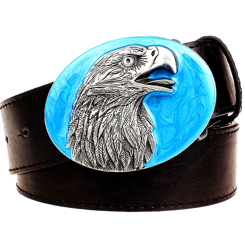 American Sign Bald Eagle Men's Belt White head Sea Eagle Buckle Male Leather Belt Animal Style Waistband