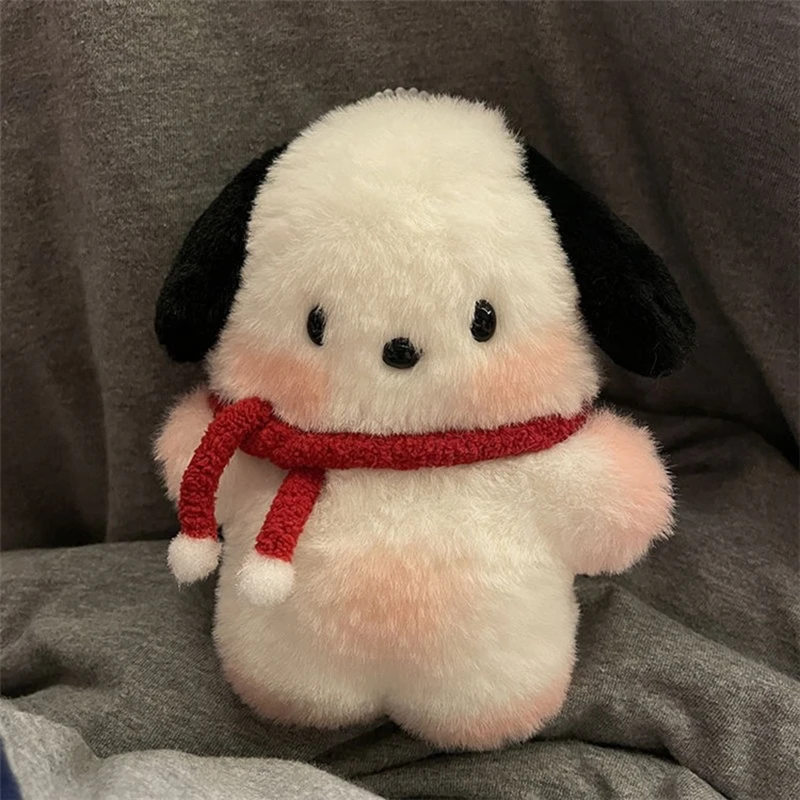 Anime Sanrio Plush Doll Pochacco Winter Warm Toy Stuffed Bib Cute Kawaii Decoration Kids Friends Girls Festive Gifts Wholesale