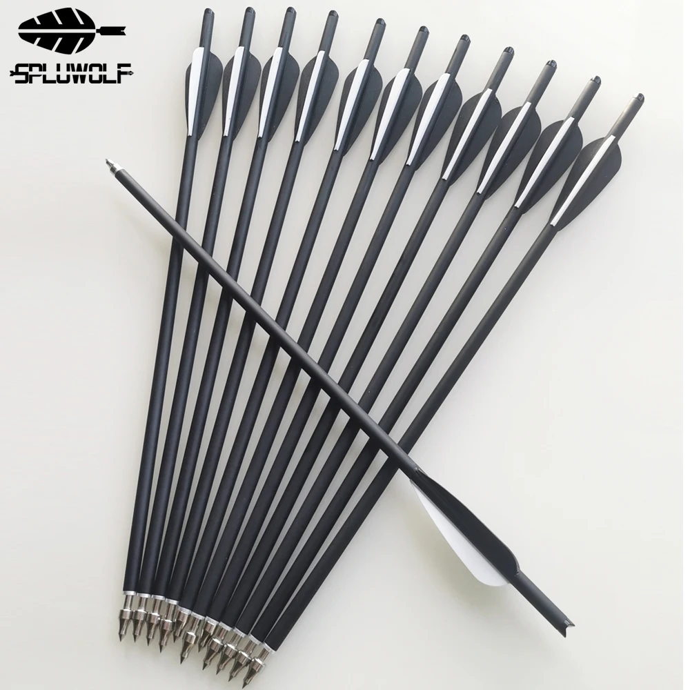 

12 PCS Archery Carbon Arrows Crossbow Bolts 13.5 16 17 18 20 22 Inches For Hunting