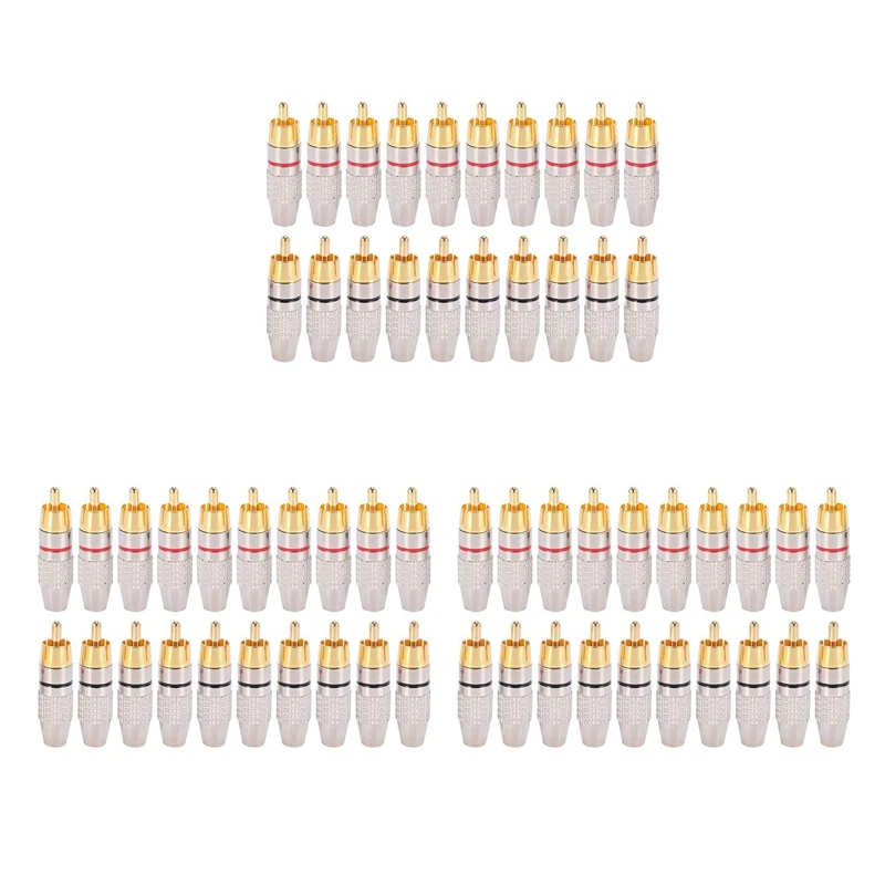 

60 Pcs RCA Plug Audio Video Locking Cable Connector Gold Plated