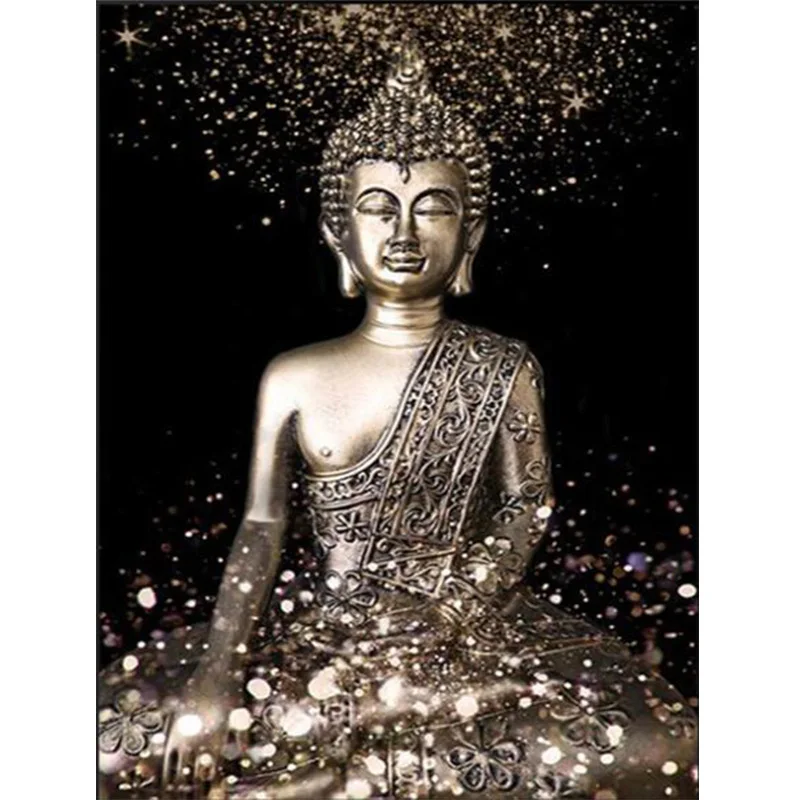 

5D DIY Diamond Painting Portrait Embroidery Cross Stitch Kits Religion Bronze Buddha of Rhinestones Handmade Mosaic Home Decor