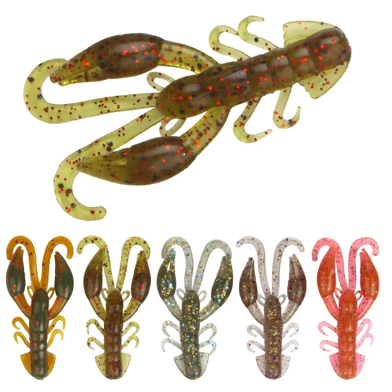 

5Pcs Soft Shrimp Lure 2g 5cm Soft insect Curl Tail Fishy Smell Artificial Bionics Lobster Fake Bait Warped Mouth Perch