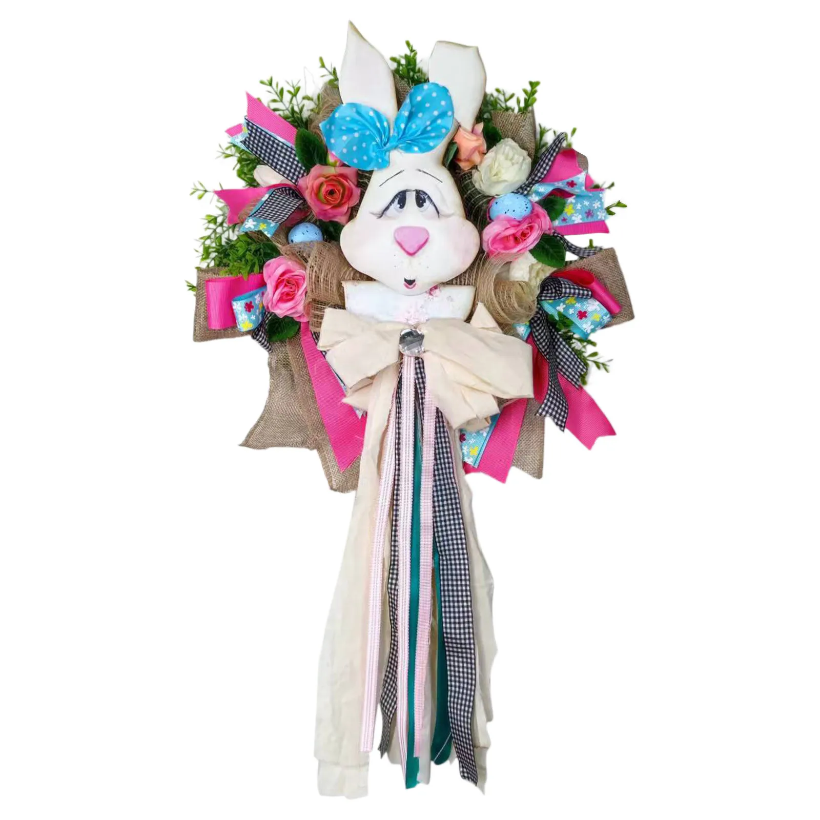 

Новые красочные пасхальные украшения, гирлянды с кроликом, дверные украшения, настенный Пасхальный венок с кроликом, декоративный счастлив...