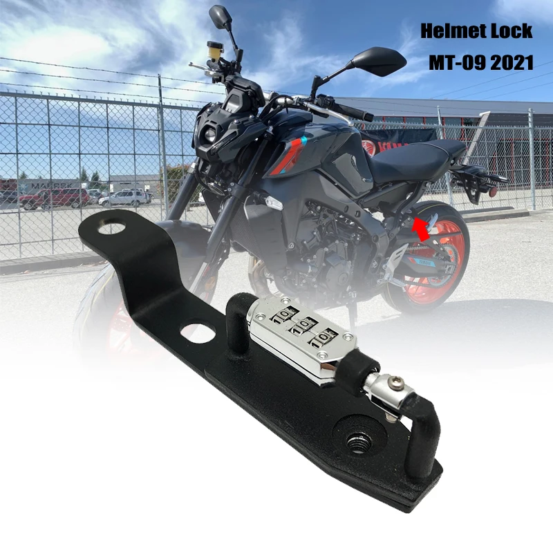 2021 Для Yamaha MT-09 MT09 FZ-09 FJ-09 XSR900 Крепление шлема для мотоцикла с замком-крюком против кражи и 2 ключами, кодовый замок.