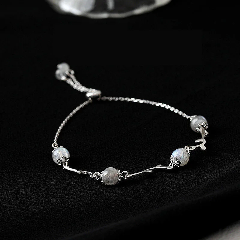 

VENTFILLE Silver Color Moonstone Bracelet for Women Branch Irregular Jewelry Girl Birthday Gift Dropshipping Wholesale