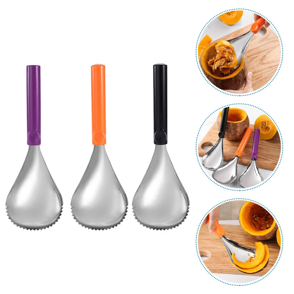 

3pcs Pumpkin Scoop Stainless Steel Corer Scooper handhold Pumpkin Pulp Separator Scoop