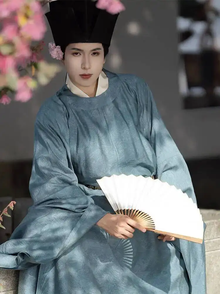 Фото Коллекция Danya, наволочка, книга Hanfu, мужской халат с круглым воротником династии Сун, официальный халат, халат для общественного обслуживания династии Сун №3